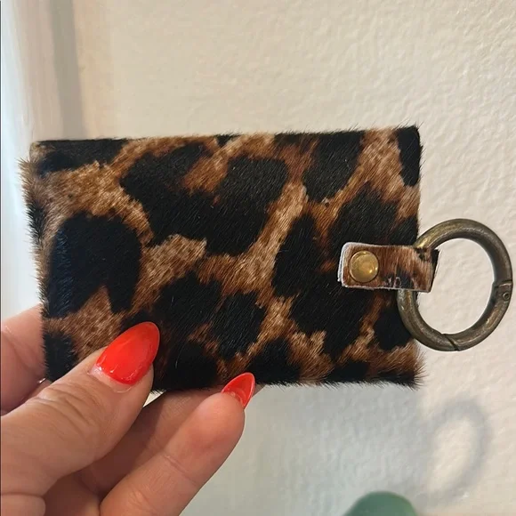Brown and Black Leopard Print Key & Card Holder with Ring - Picture 6 of 6